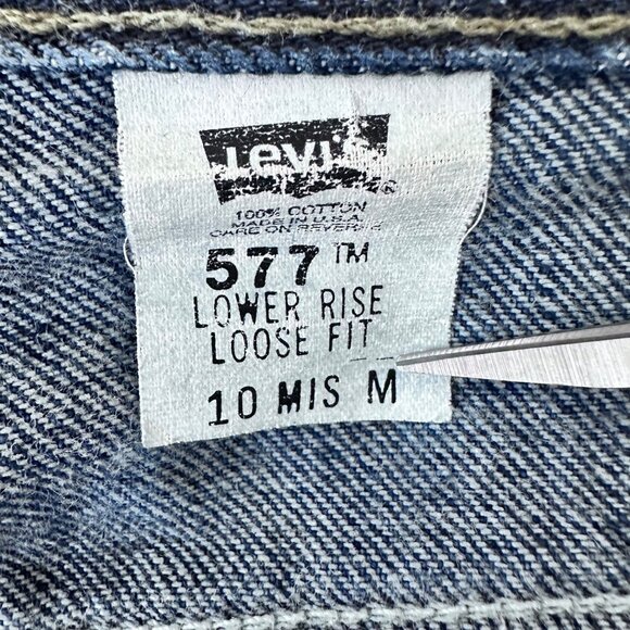 Levis Womens 577 Lower Rise Loose Fit Crop Vtg Y2K Size 10 Mis M Blue USA Made - Picture 3 of 13